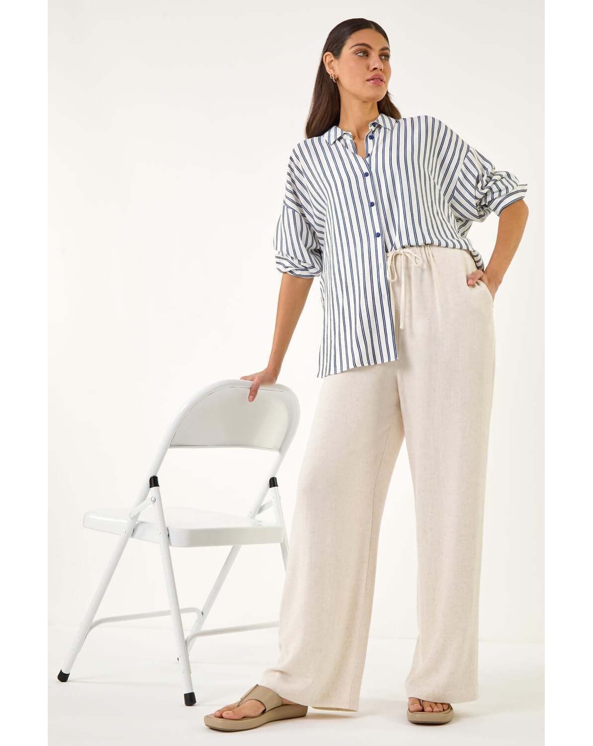 New In - Roman Linen Blend Wide Leg Trouser