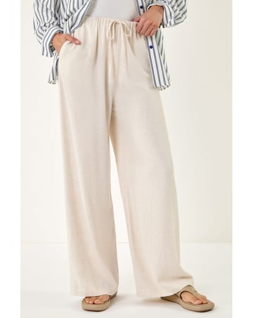 Roman Linen Blend Wide Leg Trouser