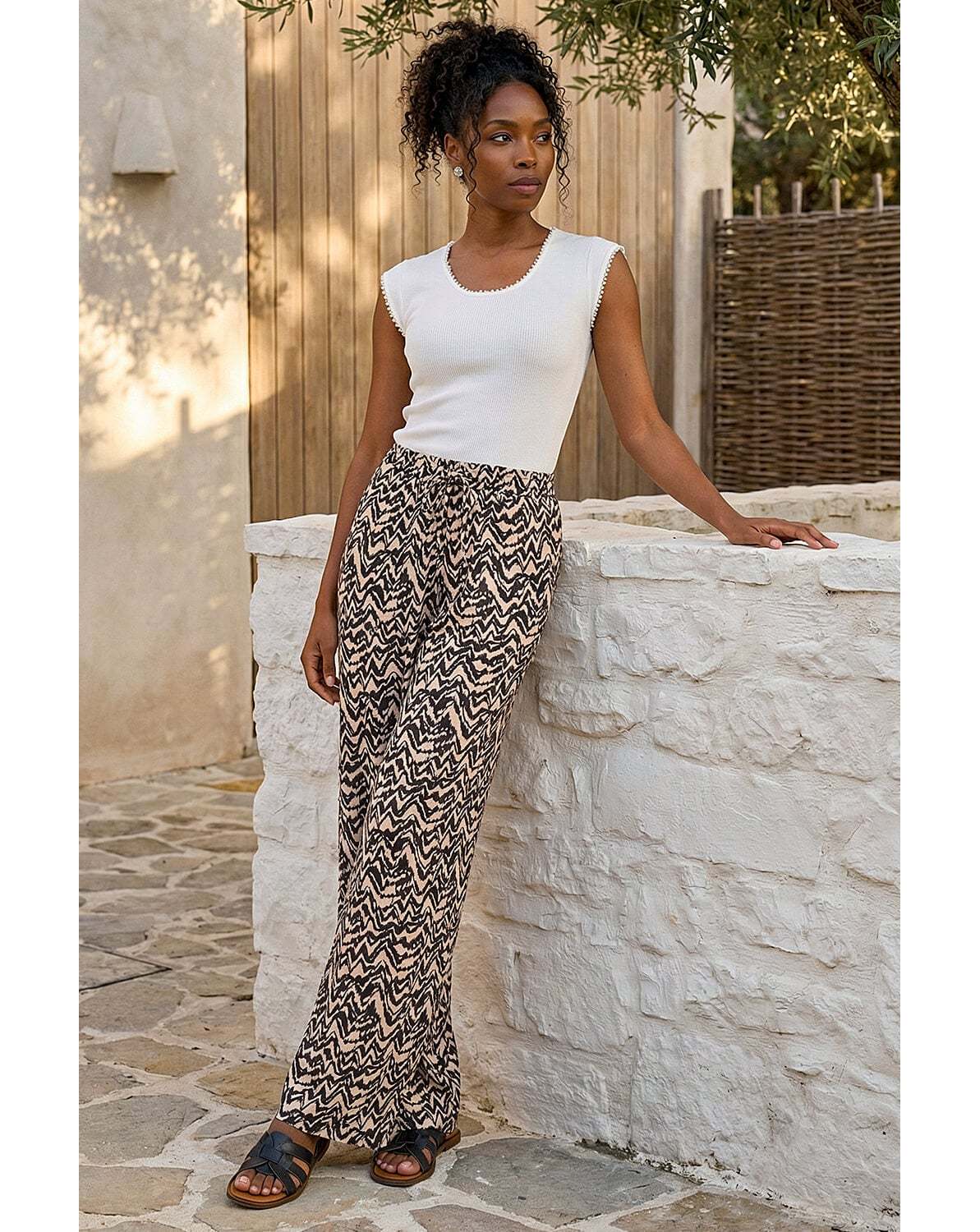 New In - Roman Abstract Wide Leg Trouser