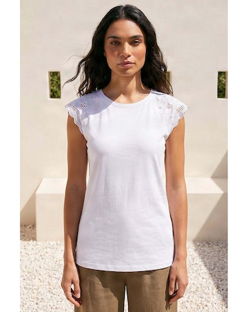 Roman Cotton Lace Cut Out Detail Top