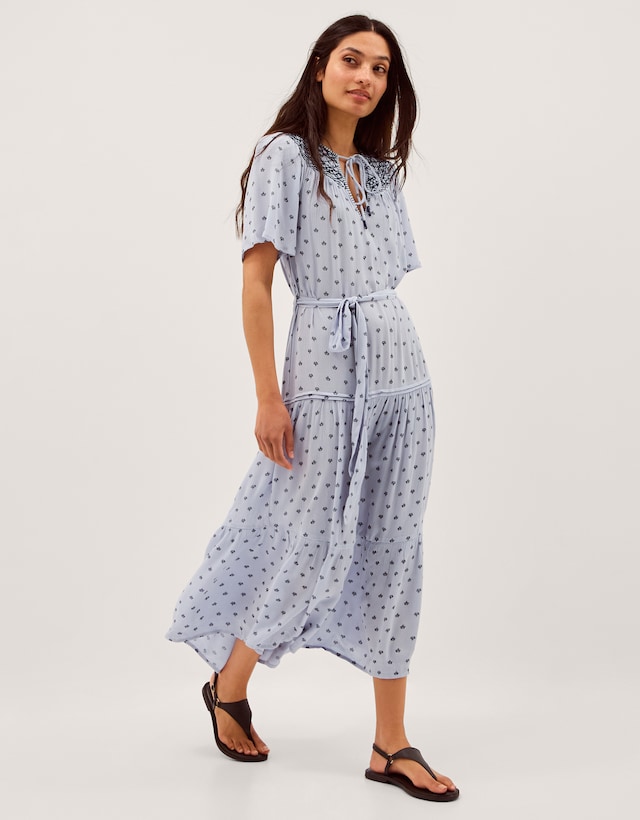 Monsoon Mia Embroidered Print Midi Dress