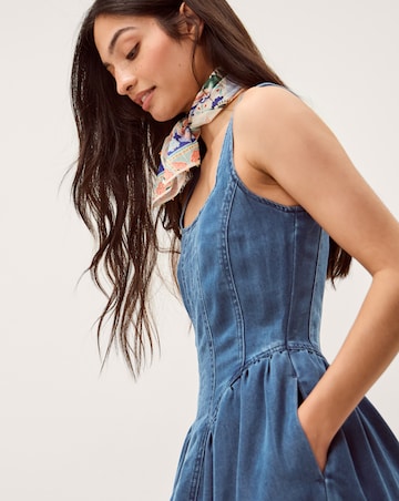Monsoon Delia Denim Midi Corset Dress