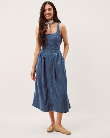 Monsoon Delia Denim Midi Corset Dress