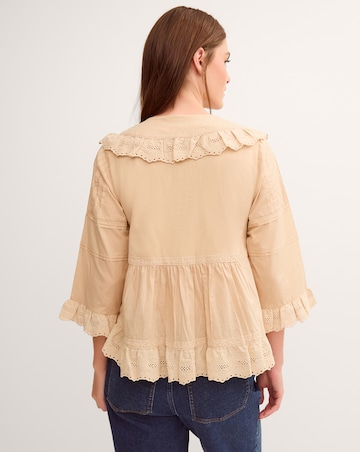 Monsoon Petra Embroidered Ruffle Blouse