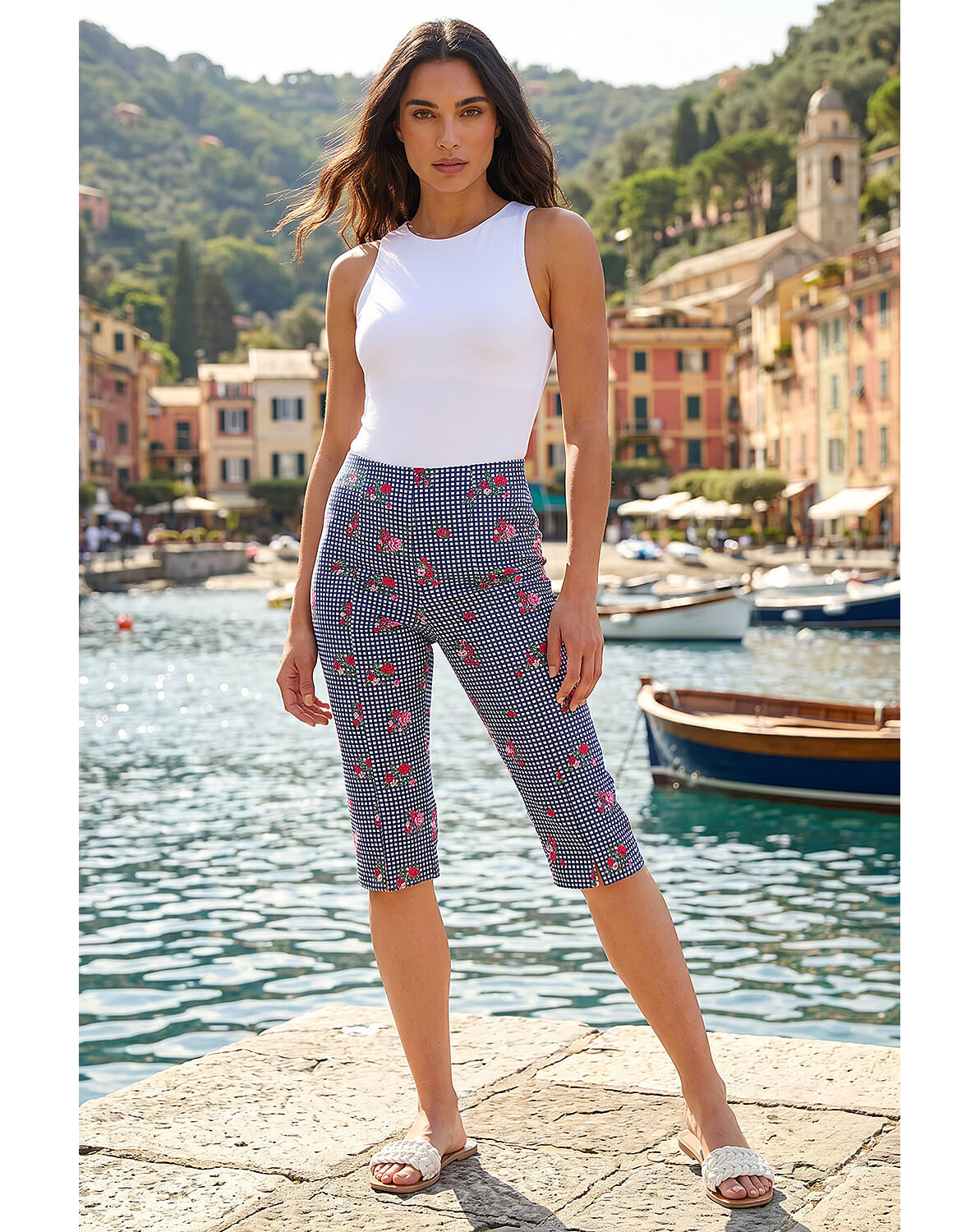 New In - Roman Floral Cropped Stretch Trouser