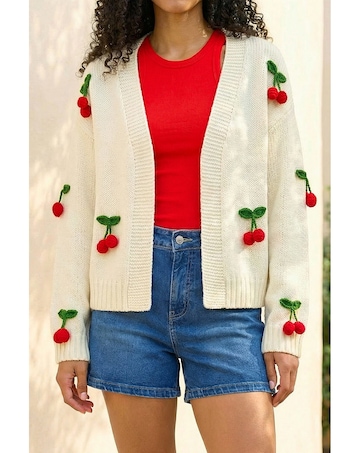 Roman Crochet Cherry Knit Cardigan