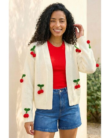 Roman Crochet Cherry Knit Cardigan