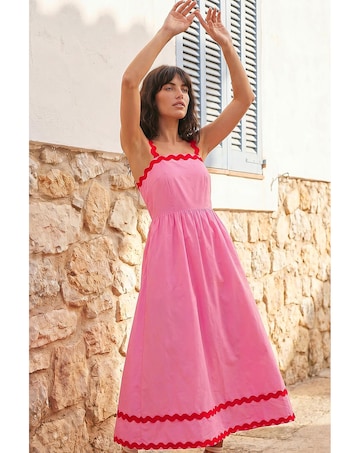 Roman Contrast Ric Rac Midi Dress