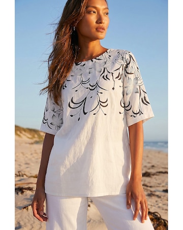 Roman Floral Mono Print Top