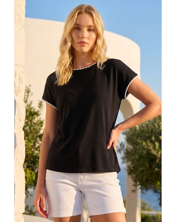 Roman Stitch Detail Ribbed Top