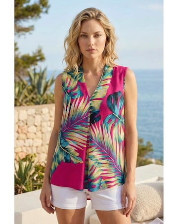 Roman Leaf Print Stretch Vest Top