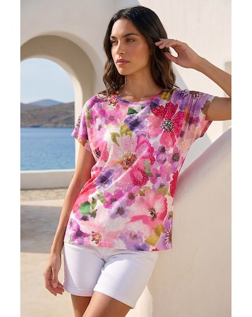 Roman Floral Sparkle Top