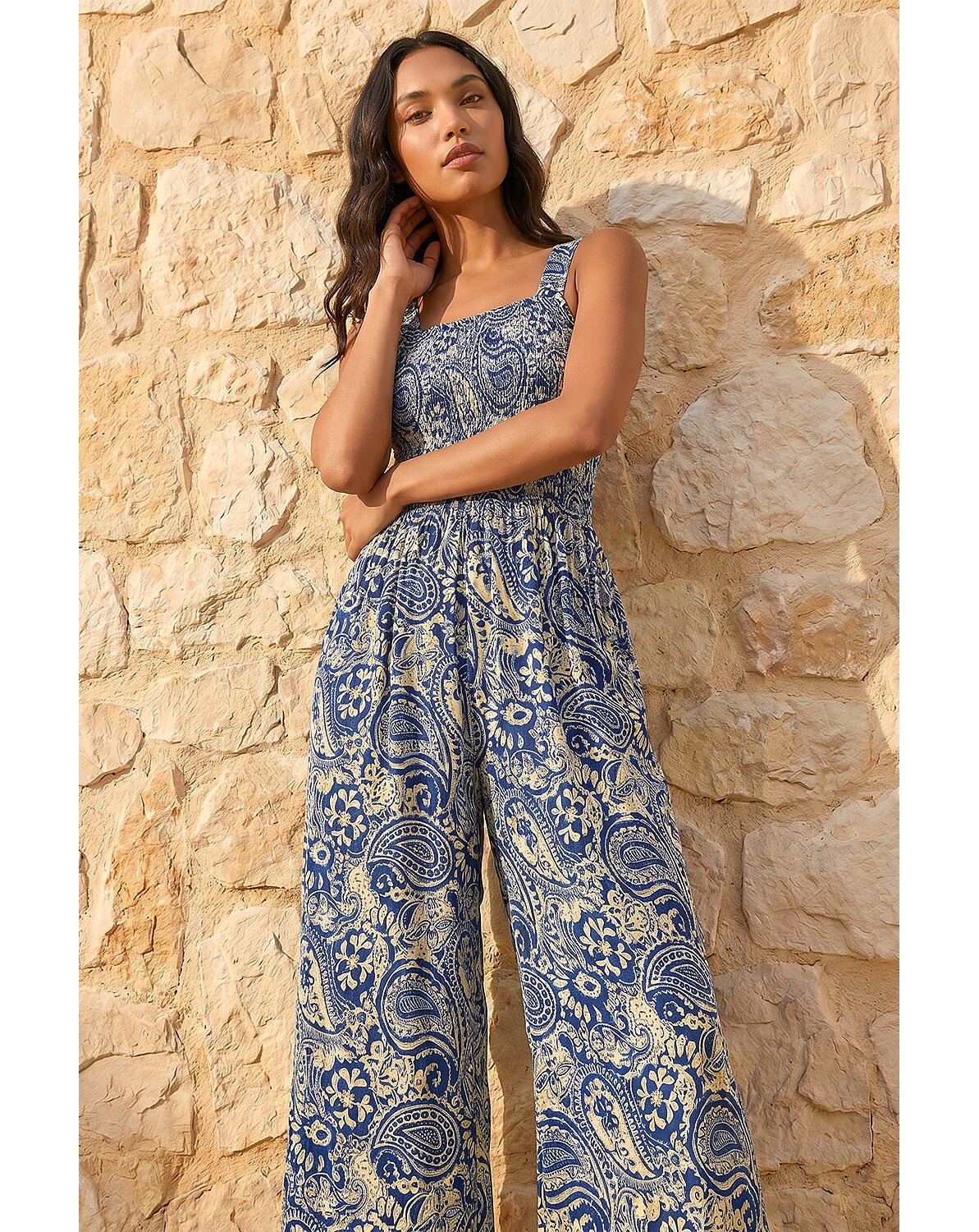 New In - Roman Paisley Print Cropped Jumpsuit