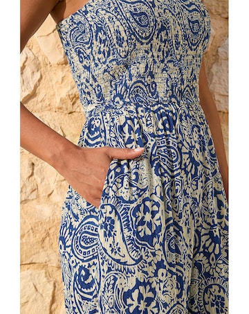 Roman Paisley Print Cropped Jumpsuit