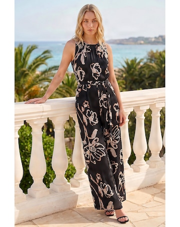 Roman Floral Print Chiffon Jumpsuit
