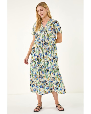 Roman Floral V-Neck Midi Dress