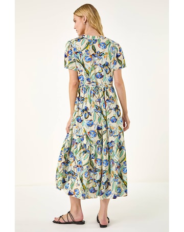 Roman Floral V-Neck Midi Dress