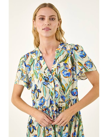 Roman Floral V-Neck Midi Dress