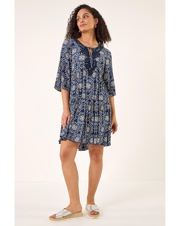 Roman Geo Lace Detail Smock Dress