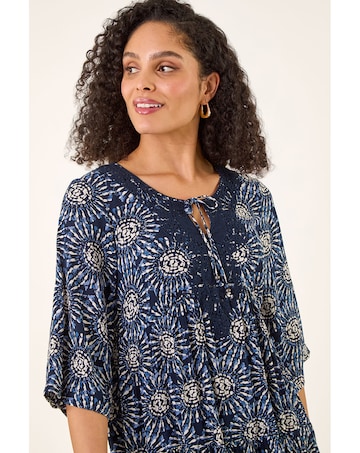 Roman Geo Lace Detail Smock Dress