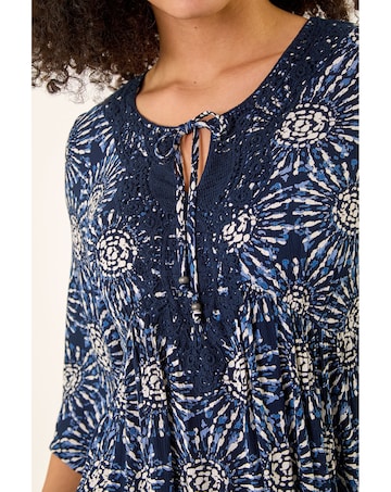 Roman Geo Lace Detail Smock Dress