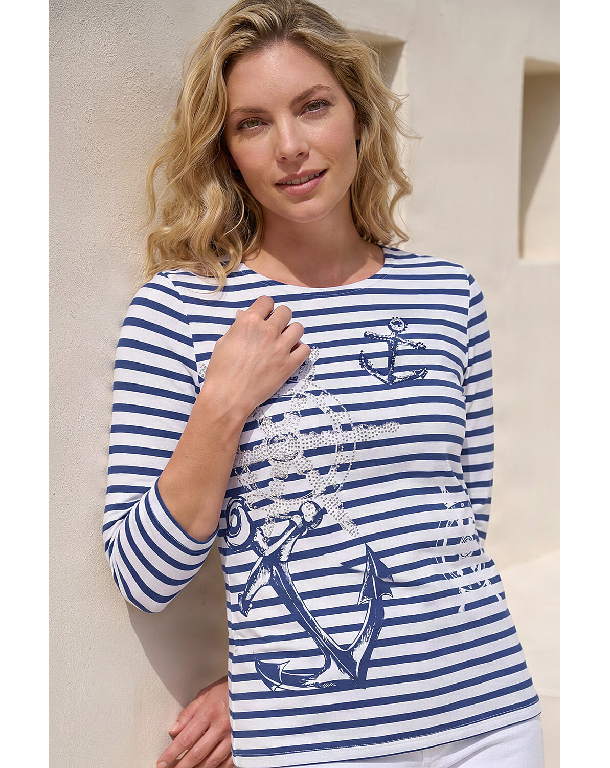 New In - Roman Anchor Stripe Print Top