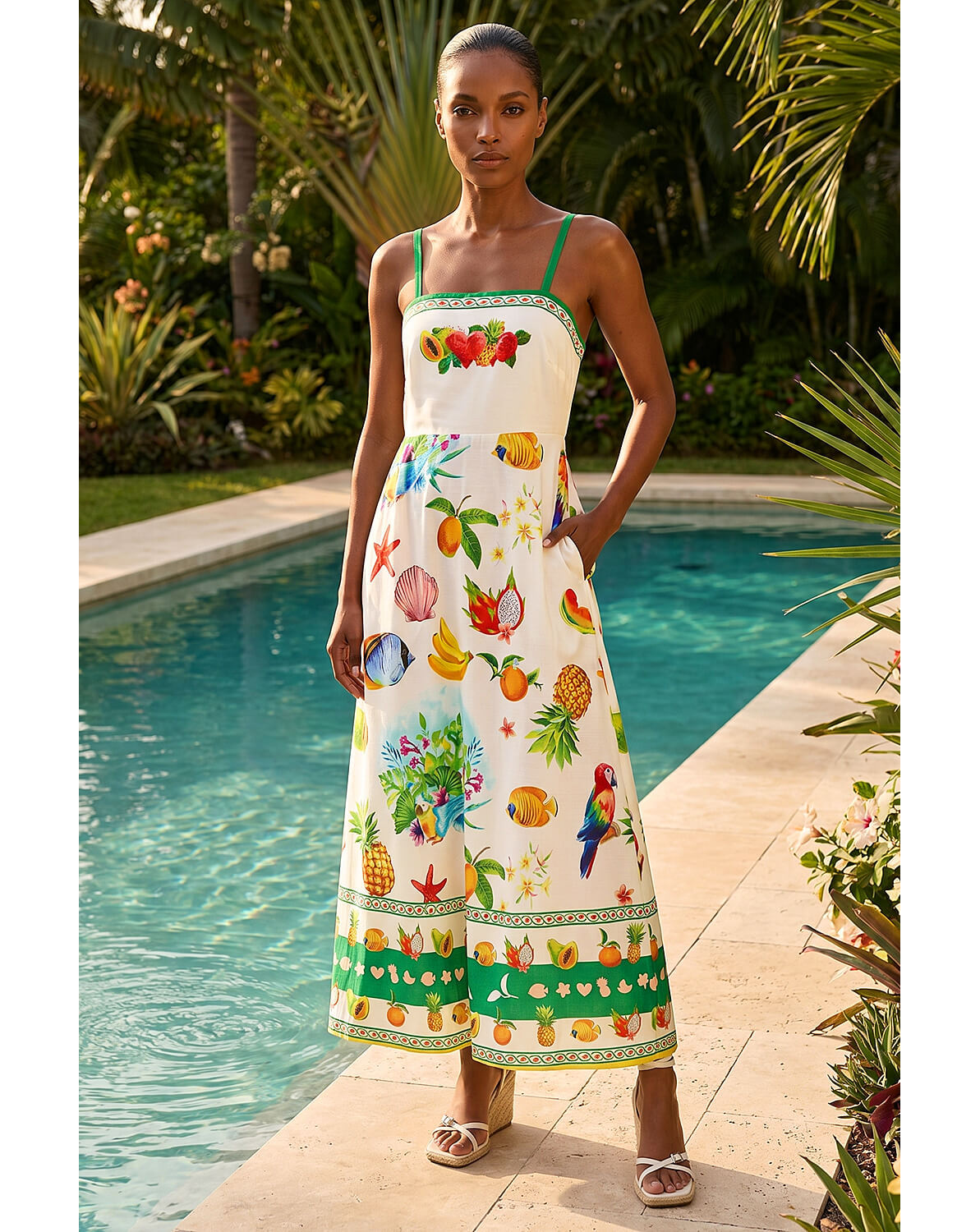 Roman Fruit Print Strappy Midi Dress | JD Williams
