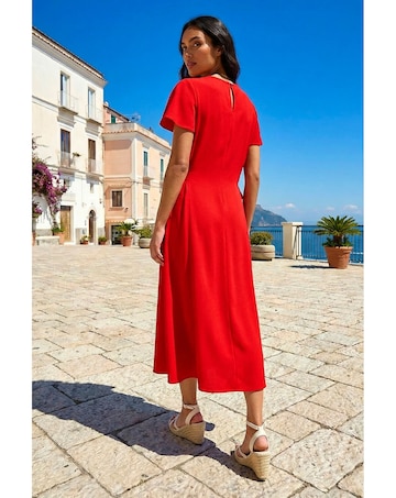 Roman Side Tie Detail Midi Dress