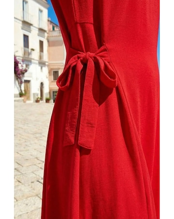 Roman Side Tie Detail Midi Dress