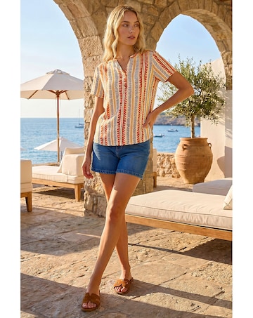 Roman Abstract Stripe Print Tunic Top