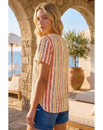 Roman Abstract Stripe Print Tunic Top