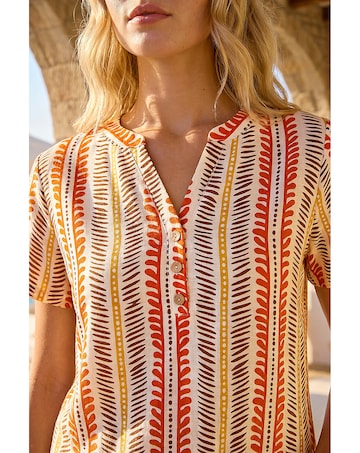 Roman Abstract Stripe Print Tunic Top