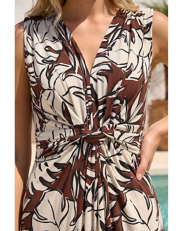 Roman Leaf Twist Front Maxi Dress