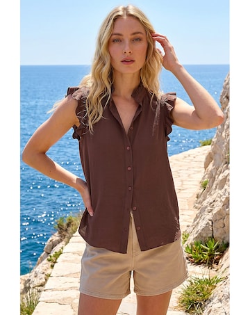 Roman Frill Sleeve Blouse