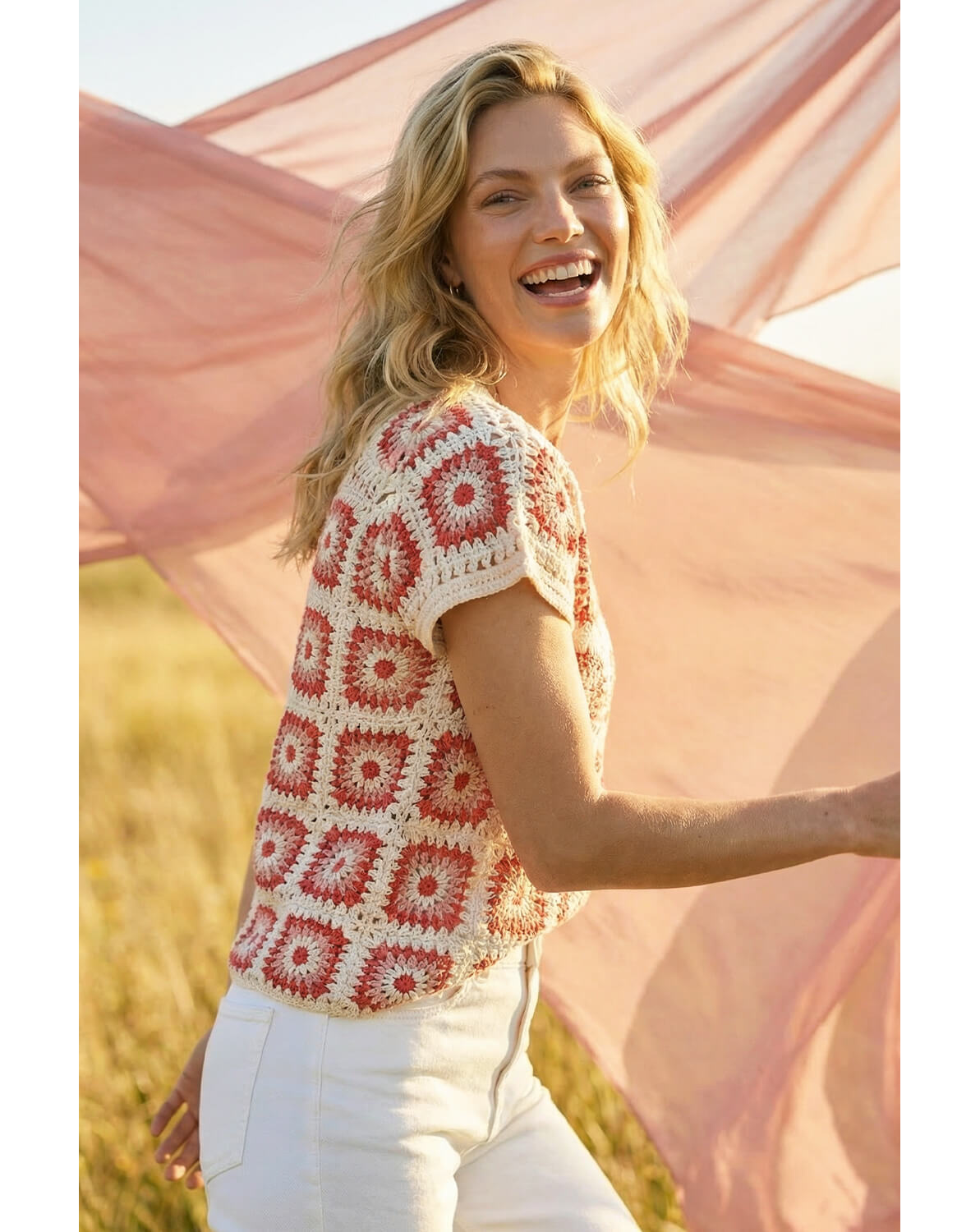 New In - Roman Crochet Knitted Top