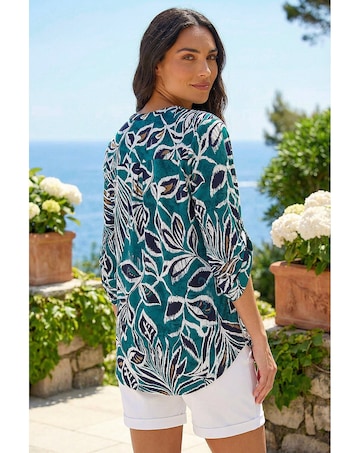 Roman Textured Leaf Print Shirt