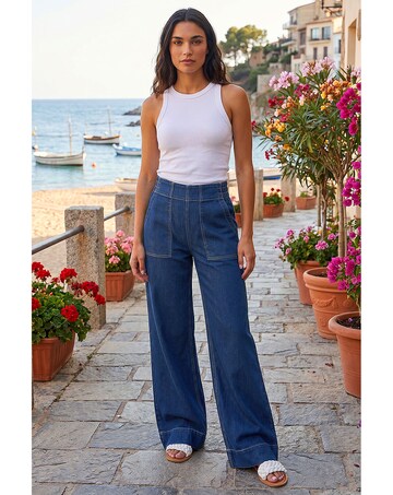 Roman Cotton Stretch Wide Leg Jean
