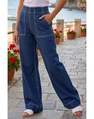 Roman Cotton Stretch Wide Leg Jean
