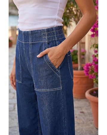 Roman Cotton Stretch Wide Leg Jean