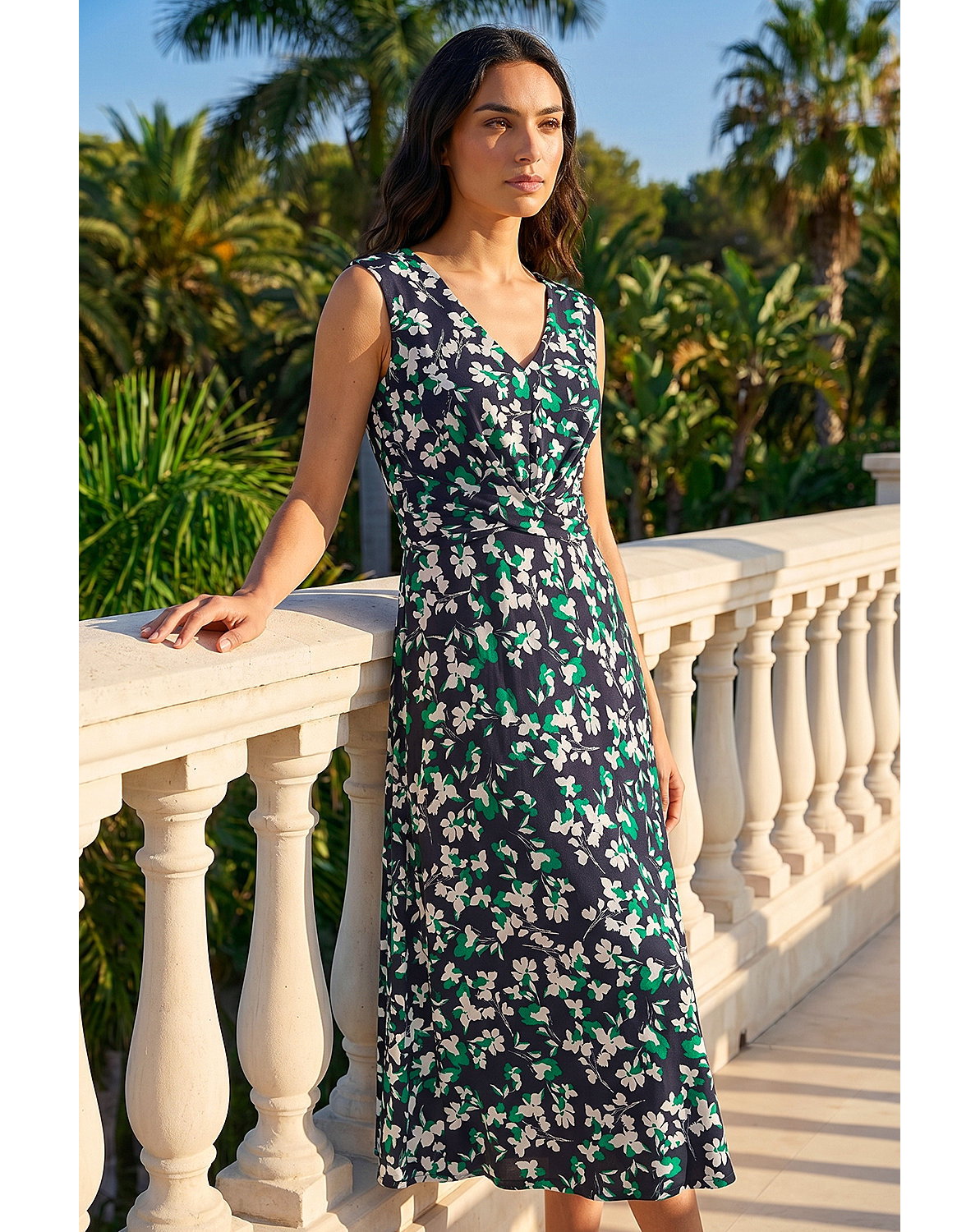 New In - Roman Floral Twist Front Dress