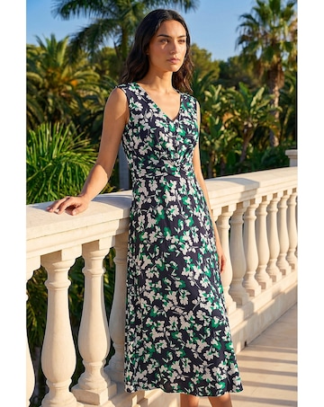 Roman Floral Twist Front Dress