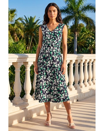 Roman Floral Twist Front Dress
