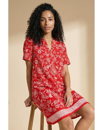 Roman Paisley Linen Blend Shift Dress