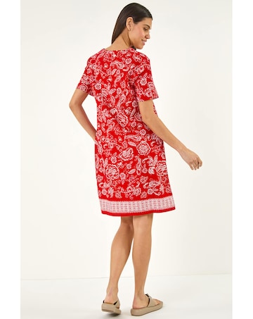 Roman Paisley Linen Blend Shift Dress