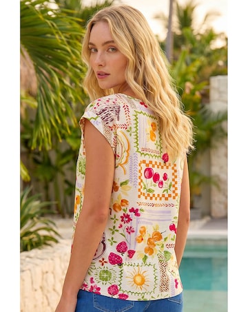 Roman Fruit Print Shell Top