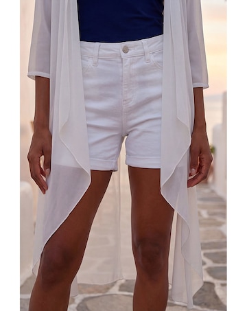 Roman 3/4 Sleeve Mesh Longline Kimono
