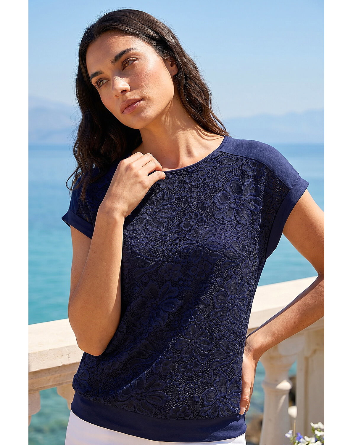 New In - Roman Lace Front Top