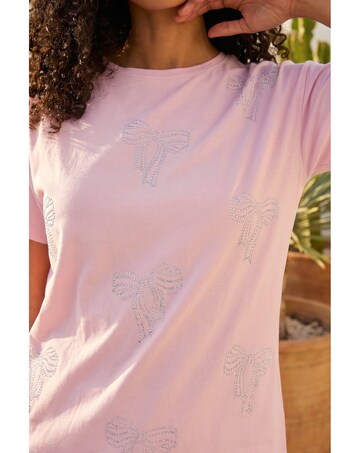 Roman Bow Embellished Cotton T-Shirt