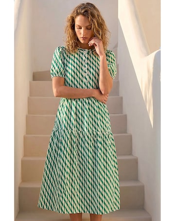 Roman Geo Print Button Shirt Midi Dress