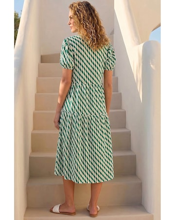 Roman Geo Print Button Shirt Midi Dress